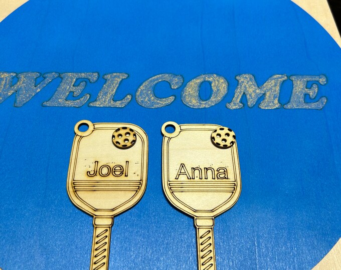 Personalized pickle Ball ornaments