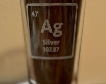 Engraved Silver Element Pint Glass - Personalized Anniversary Gift