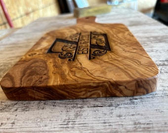Olive wood cheese board. Board with personalized engraving.