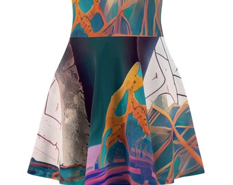 Women's Skater Skirt (AOP) Mars bright