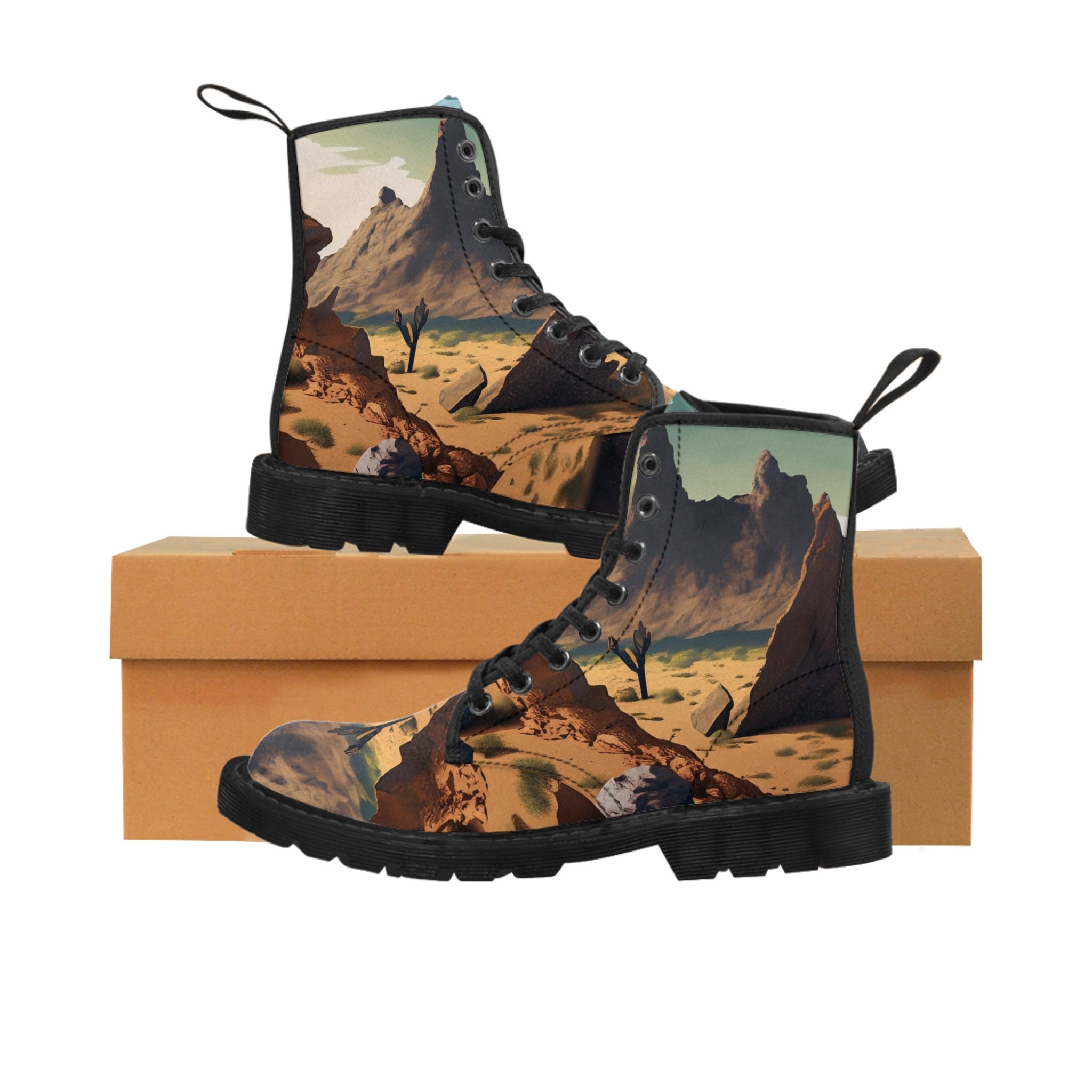 Women s Canvas Boots Desert Etsy