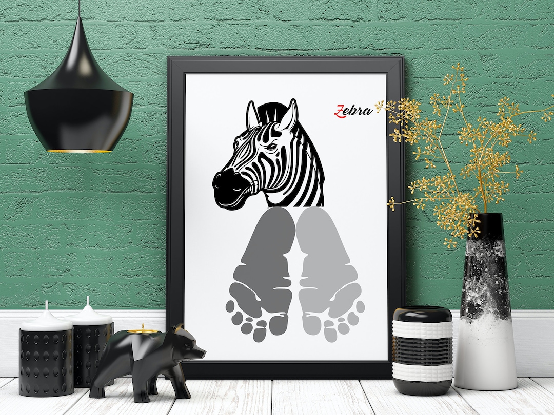 Zebra Footprint Art Unique Handprint & Footprint Craft 8x10 Etsy