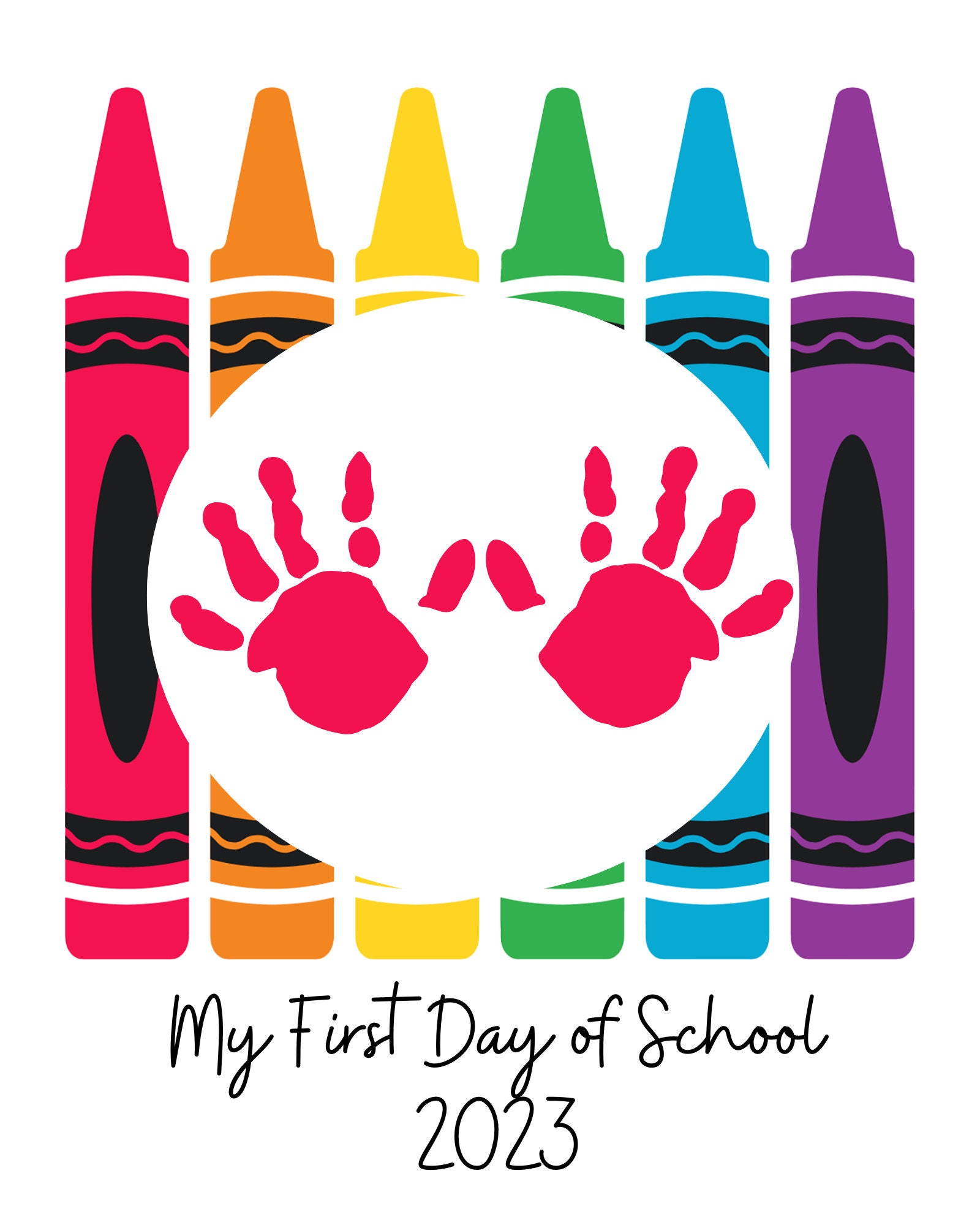 Back to School Handprint Art Printable School Crayons Etsy