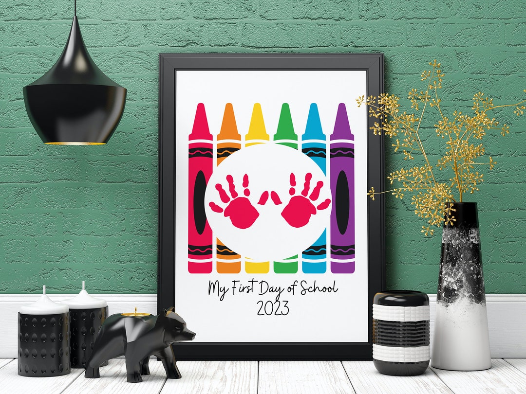 Back to School Handprint Art Printable School Crayons Etsy