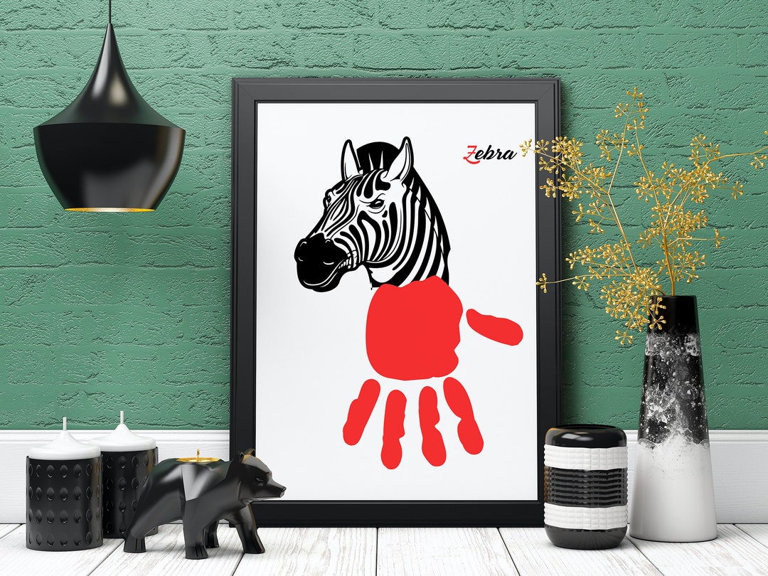 Zebra Handprint Art Unique Handprint & Footprint Craft 8x10 Etsy