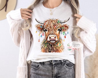Christmas Highland Cow DTF Transfer