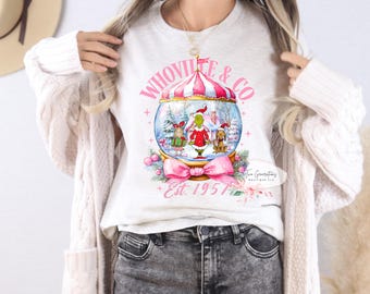 Globo di neve Grinch rosa DTF Transfer