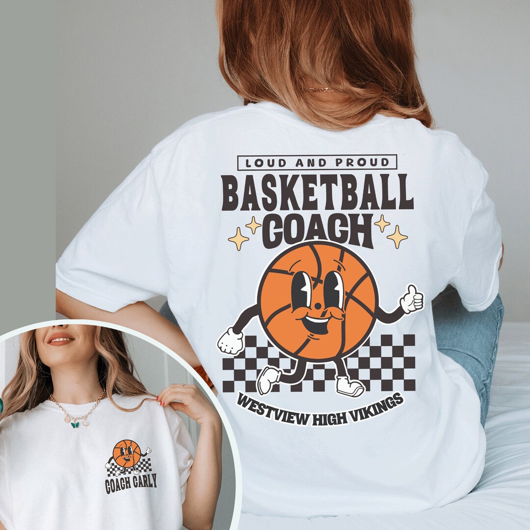 Custom Basketball Coach Shirt, School Colors Bball Shirt, Basketball