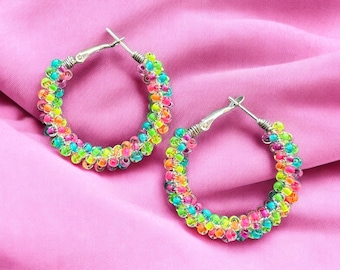 Rainbow Hoop Earrings