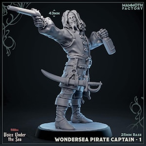 Wondersea Pirates | Human Swashbuckler Pirate Fighter for Painting | 25mm | D&D Pathfinder | Mammoth Factory
