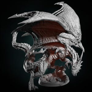 Red Dragon King Boss Minature for Painting | RPG Fantasy Role Playing Gaming | D&D Pathfinder | Oversized 60mm | Dragun Studios