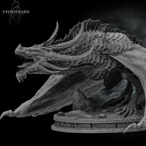 Massive Dragon Miniature for Painting | Thornscale Dragon | 120mm x 92mm (12.5 inch from head to tail) | Stormborn Collectibles