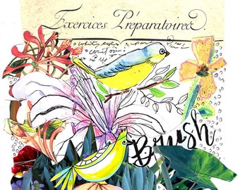 Digital Art Print birds collage
