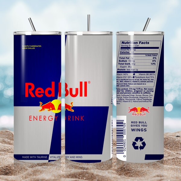 Red Bull Tumbler Wrap Digital Download png file for 20oz Skinny Tumblers