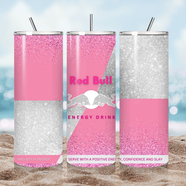Pink R Bull Tumbler Wrap Digital Download png-bestand voor 20oz Skinny Tumblers