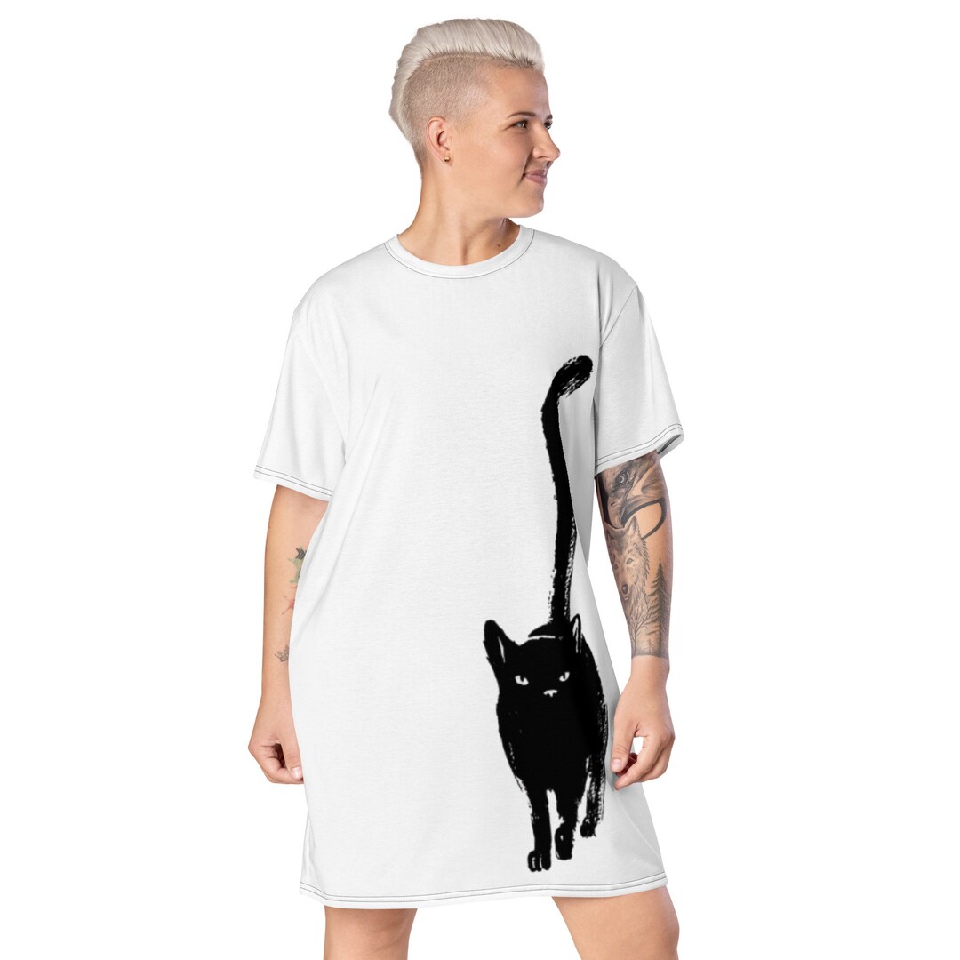 Black Cat Knit Print Dress main image 0