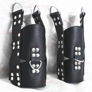 Real Leather Bondage Suspension Ankle Cuffs, Hanging Ankle foot Cuffs, Easy Wear Handmade Leather Ankle Cuffs | Mature