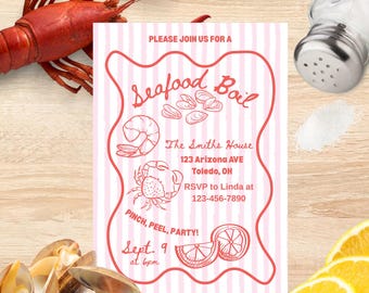 Seafood Boil Party Invitation | Crawfish Shrimp Crab Bake | Summer BBQ Birthday Bash | Printable Digital Seafood Invite for Any Age