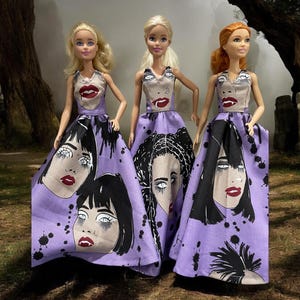 Dracula Fashion Doll Halloween Costume: Spiked Bodice Dress