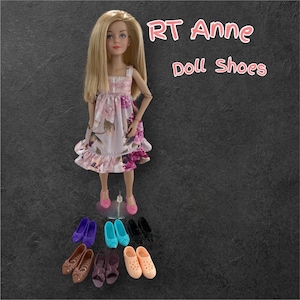 RT (Anne) Doll Shoes, Flat Doll Shoes, Bow Shoes, Doll Accessories, Doll Collectors