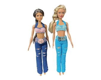 Fashion Doll Crochet Pattern: Western Halter Top & Distressed Pants (PDF Pattern)