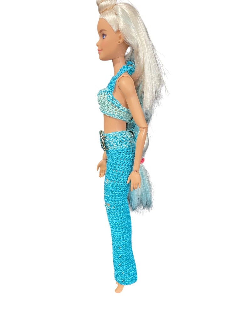 Fashion Doll Crochet Pattern, Western Theme, Halter Top, Distressed