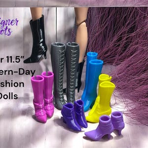 Fashion Doll Boots, Western Boots, Cute Boots, Boots for 11.5&quot; Modern-Day Arched Foot Fashion Dolls, Stylish Doll Boots, Ankle Boots