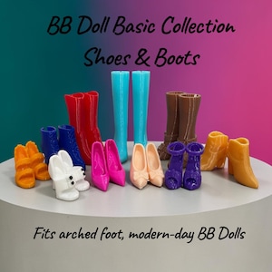 BB Doll Shoes and Boots Basic Collection; Fits 11.5" arched feet modern-day dolls