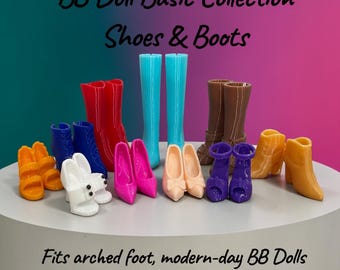 BB Doll Shoes and Boots Basic Collection; Fits 11.5" arched feet modern-day dolls
