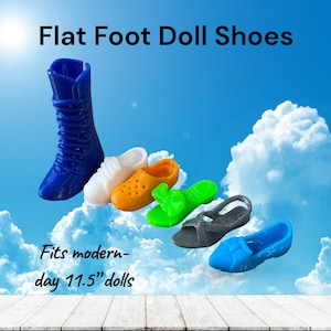 Flat Foot Doll Shoes, Shoes for modern-day 11.5&quot; Dolls, Sandals, Clogs, Boots and Shoes, Doll Accessories