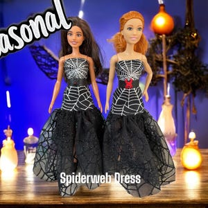 Fashion Doll Halloween Spider Dress, Halloween Costume for Dolls, Gifts for Girls