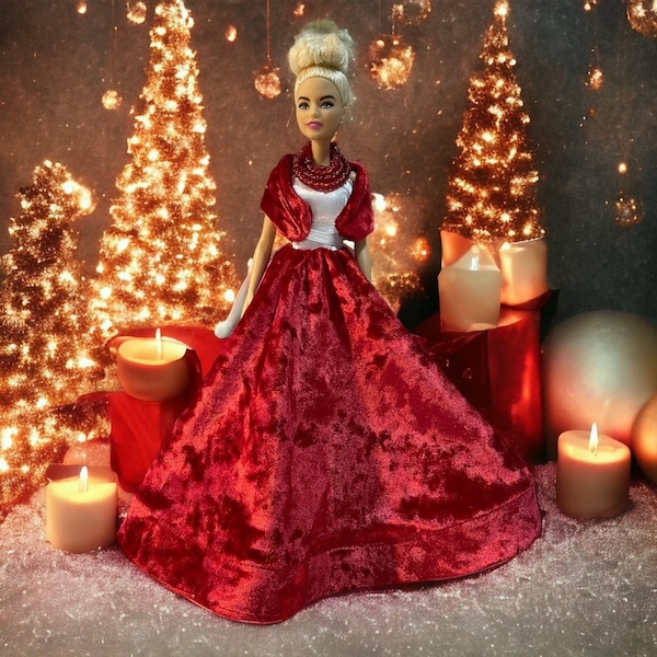11.5" Fashion Doll Handmade Christmas Evening Dress Gown Formal Girls Gifts
