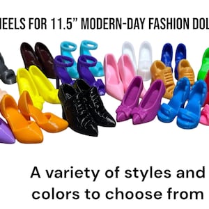 Doll Heels, Heels for your 11.5&quot; Modern-Day Fashion Dolls, Cute Doll Shoes, High Heels, Stiletto, Ankle Strap, Sandals, Doll Accessories