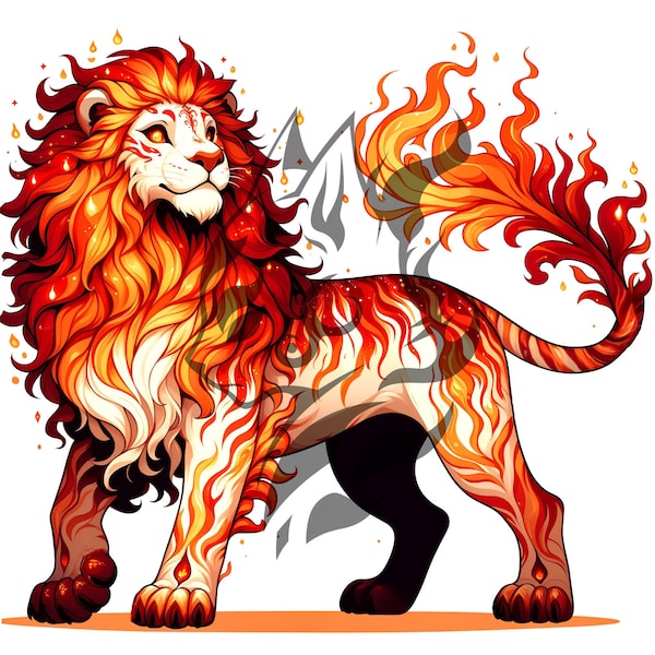 Fire Elemental Lion Adoptable Character - Digital Download HD Image