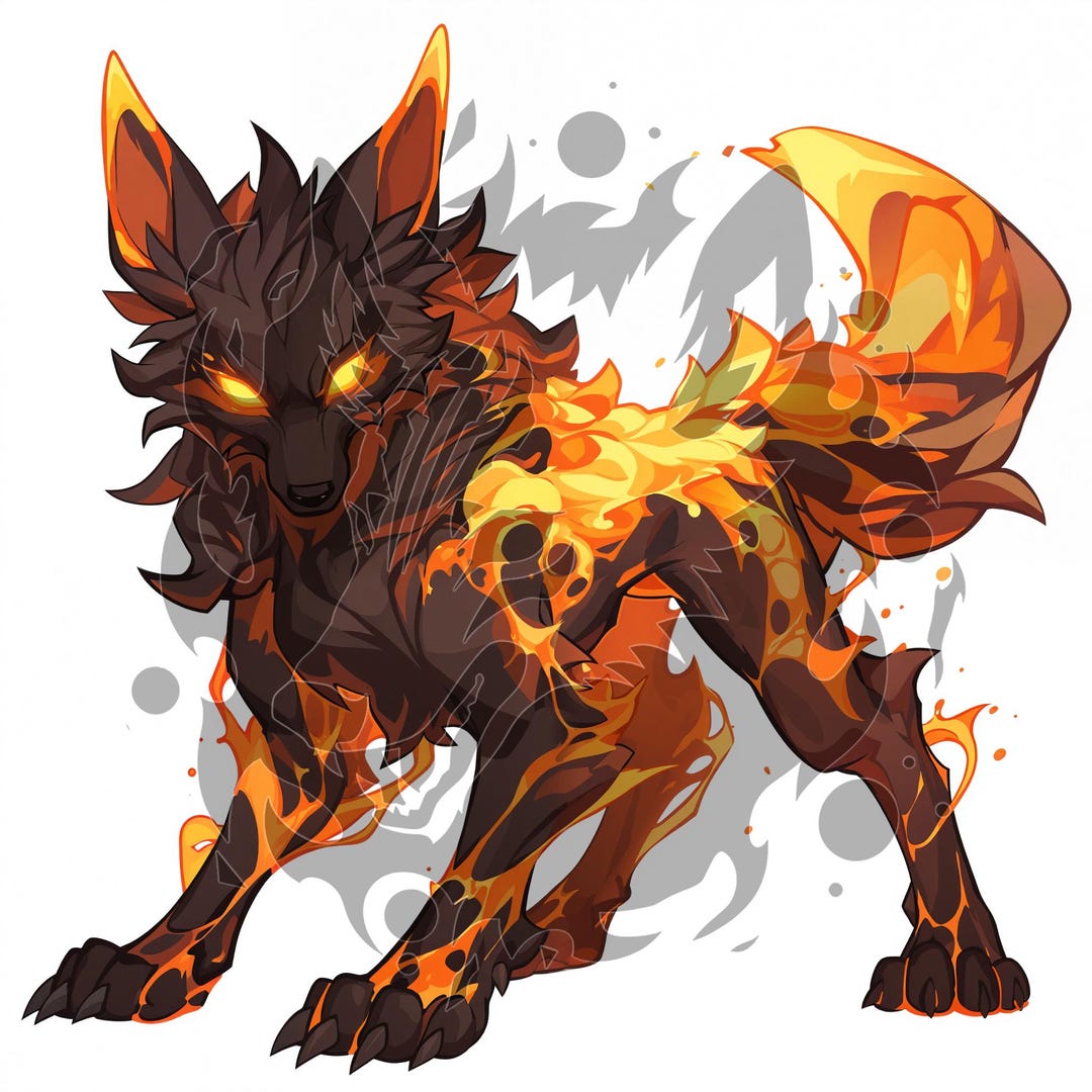 Elemental Wolves Fire Fire Elemental Wolf Adoptable Character - Digital Download HD Image ...