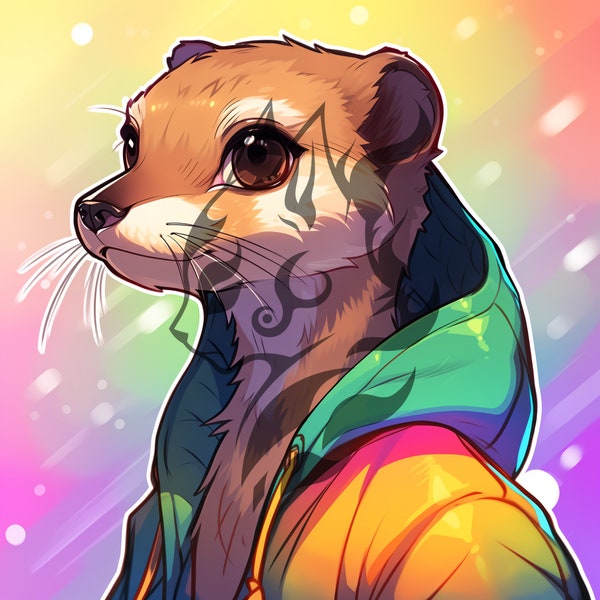 Hoodie Otter Furry Fursona Profile Pic PFP - Digital Download HD Image