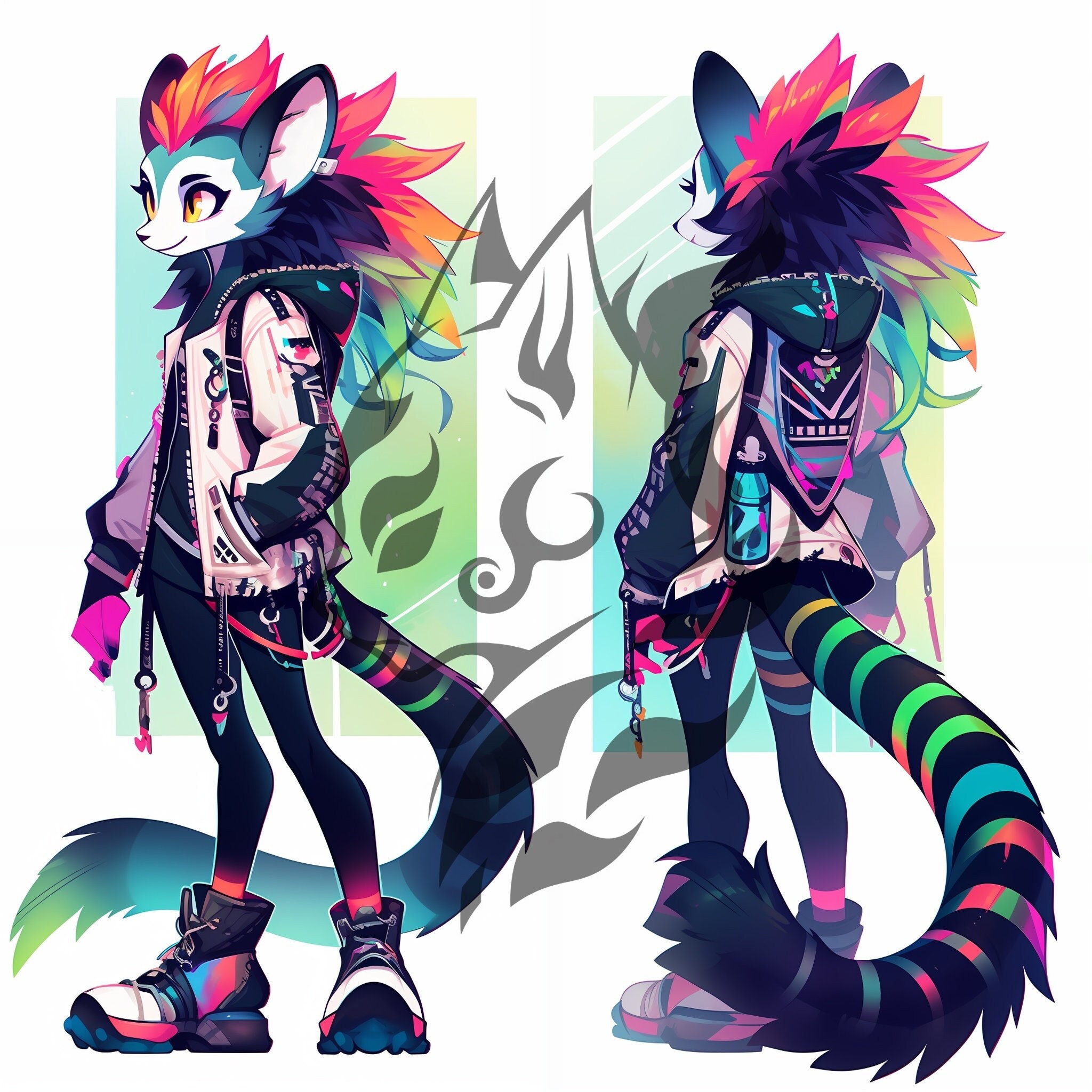 Colorful Lemur Furry Adoptable Character - Digital Download HD Image ...