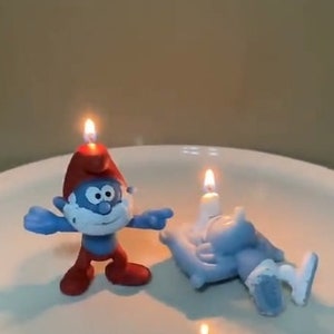 Lazy Smurf and Papa Smurf Candle -The Smurfs Figure Candle -Scented Smurfs Candle - Valentin Day cute gift - Birthday  Favor - Party Candles