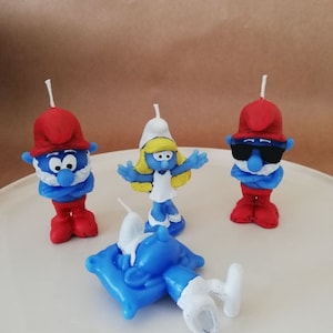 The Smurfs Figure Candle SET- Scented Smurfs Papa Candle - Cute smurfs - Birthday gift  -Party Candles Smurfette figur candle , lazy smurf