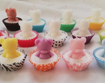 50/100 piece Muffin Teddy Bear Candle, Baby Shower favours ,Baphtism Gift, engagement gifts, Birthday Gifts, Born favours  Teddy Bear