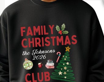 Custom Family Christmas Shirts, Matching Family Reunion T-shirts, Long Sleeve Shirts, and Sweatshirts; Personalized Name Holiday Shirts