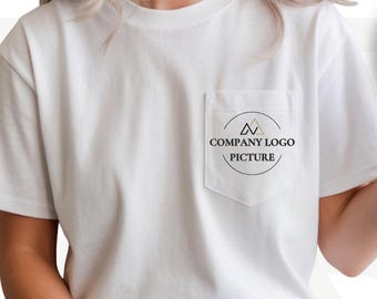 Comfort Colors® Custom Logo Design Pocket Shirt: Custom Business Logo Pocket Shirt, Custom Photo Long-Sleeve, Personalized Custom Shirt