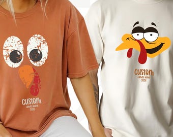 Comfort Colors® Funny Turkey Face Shirts: Thanksgiving Group Shirts, Custom Family Shirts, Cute Turkey Shirt, Teacher Thanksgiving Tee