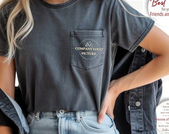 Comfort Colors® Custom Logo Design Pocket Shirt: Custom Business Logo Pocket Shirt, Custom Photo Long-Sleeve, Personalized Custom Shirt
