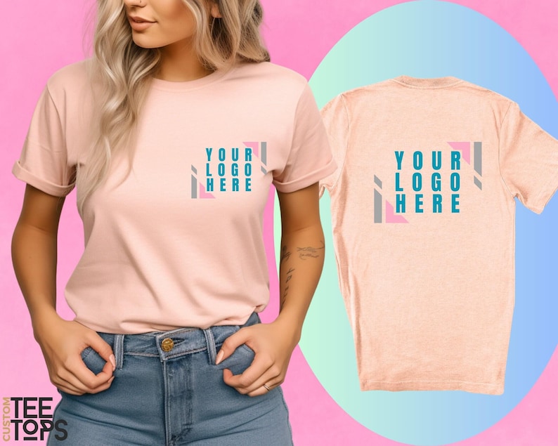 Front and Back Your Custom Logo Design T-Shirt, Bulk Personalized Company Shirt, Your Own Brand Logo T-Shirt, Wholesale Business Logo Tshirt