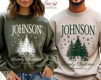 Custom Family Christmas Shirts 2025: Matching Family Christmas Shirts, Custom Christmas Tee, Personalized Name Xmas Family Sweatshirt