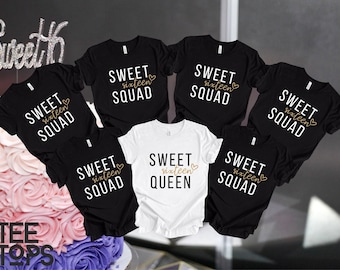 Sweet Sixteen Birthday Shirt: Queen & Squad Matching Tees