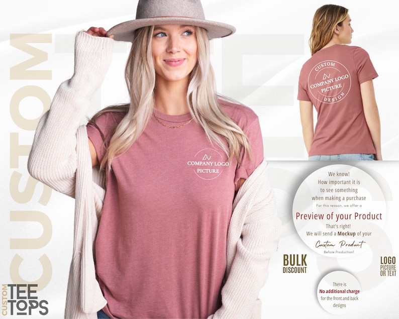 The image is a collage featuring a woman wearing a pink t-shirt and a hat, posing in front of a white background.