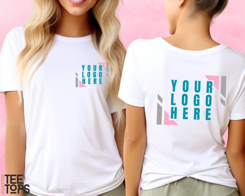 Front and Back Your Custom Logo Design T-Shirt, Bulk Personalized Company Shirt, Your Own Brand Logo T-Shirt, Wholesale Business Logo Tshirt image 6