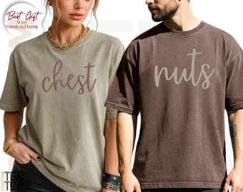 Comfort Colors® Matching Christmas Shirt: Chest and Nuts Couples Outfit, Funny Family Christmas Sweatshirt, Matching Holiday Tees